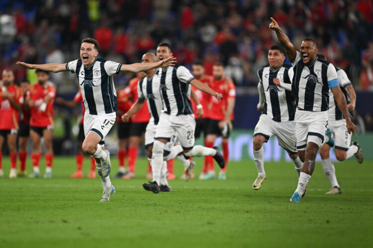 DOHA, QATAR - DECEMBER 14: Players of C.F. Pachuca celebrate their victory following the penalty shootout during the FIFA Challenger Cup: FIFA Inte...