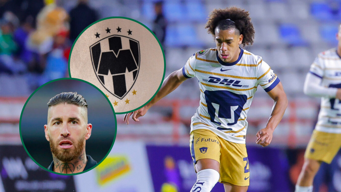 In the main image, Adalberto Carrasquilla, Pumas UNAM footballer; in the bottom circle, Sergio Ramos, Monterrey defender; and in the top circle, th...