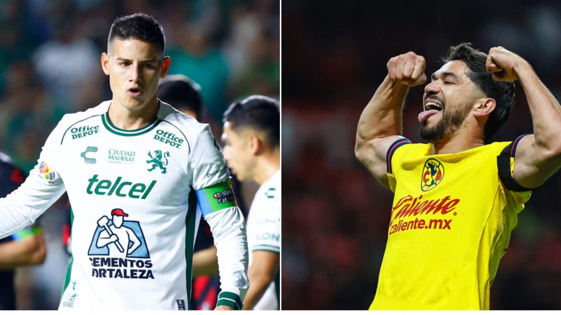 Henry Martin of America celebrates after scoring the team's second goal during the quarterfinals second leg match between Toluca and America as par...