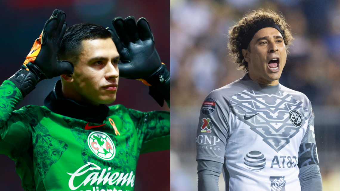 TOLUCA, MEXICO - NOVEMBER 30: Luis Malagon goalkeeper of America celebrates the team's first goal during the quarterfinals second leg match between...