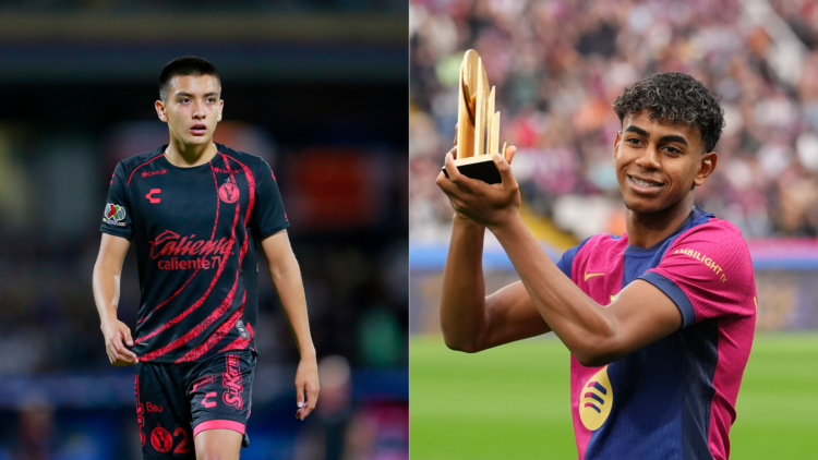 Split image of Gilberto Mora of Tijuana looks on during the 9th round match between Pumas UNAM and Tijuana as part of the Torneo Apertura 2024 Liga...