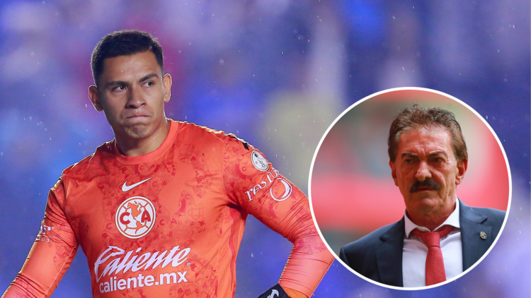 Luis Malagon, goalkeeper of America, reacts during the 6th round match between Cruz Azul and America as part of the Torneo Apertura 2024 Liga MX at...