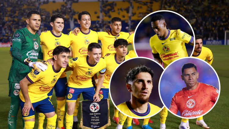 MEXICO CITY, MEXICO - APRIL 01: Team of America pose during the 2025 Concacaf Champions Cup match between America and Cruz Azul at Estadio Ciudad d...