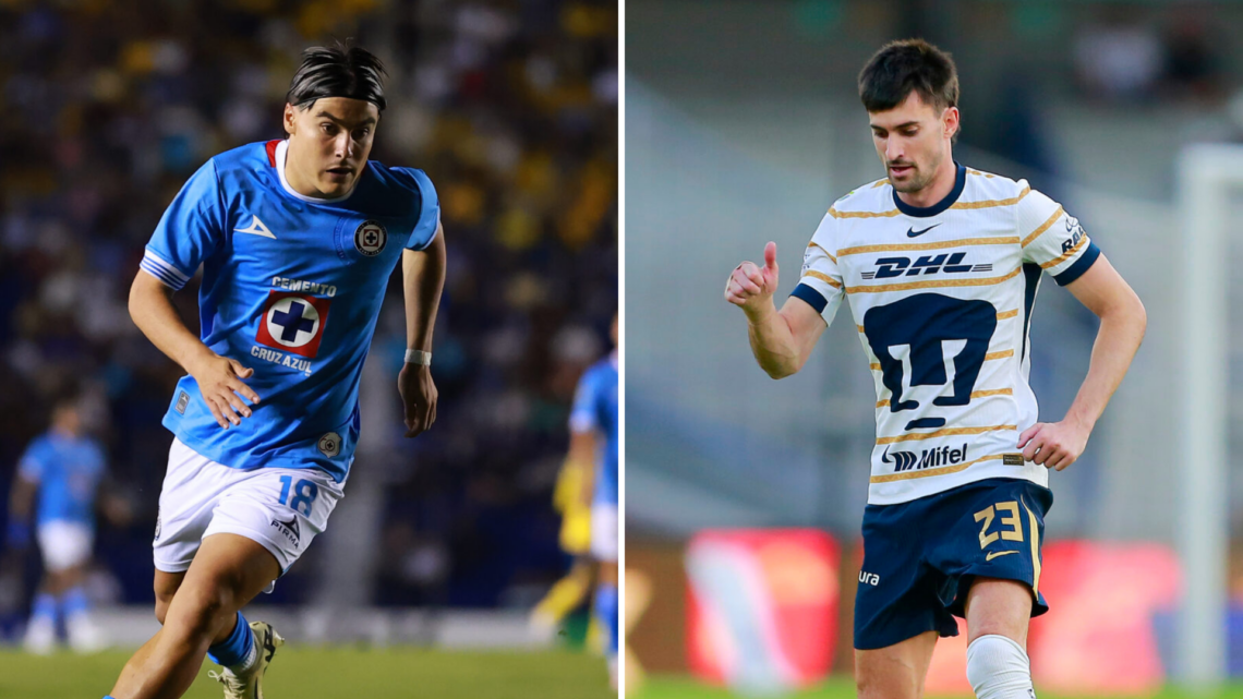 On the left, Luka Romero, a Cruz Azul soccer player. On the right, Ignacio Pussetto, a Pumas soccer player.