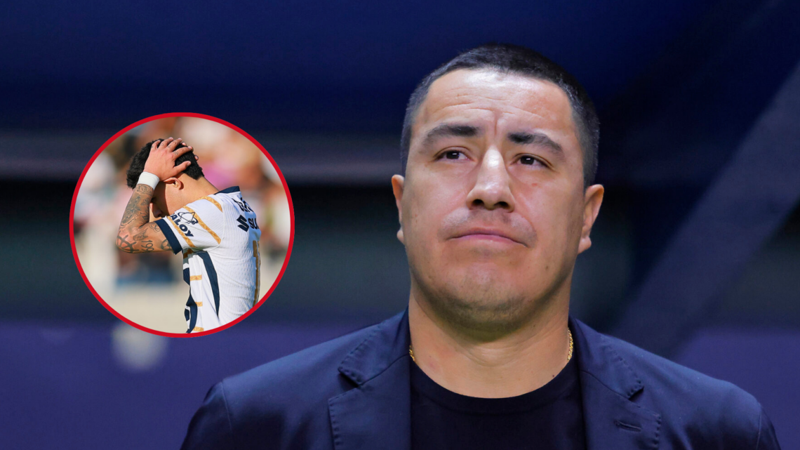 In the main image, Efraín Juárez, coach of Pumas UNAM. In the circle, Leonardo Suárez, Pumas UNAM footballer.