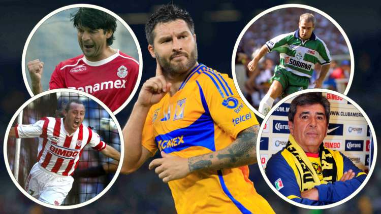 Andre-Pierre Gignac, Jose Saturnino Cardozo, Alex Aguinaga, Carlos Reinoso and Rodrigo Ruiz