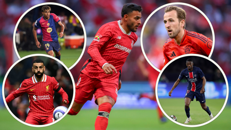 Alexis Vega, Lamine Yamal, Mohamed Salah, Harry Kane and Ousmane Dembele
