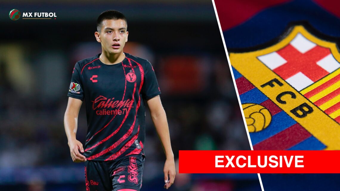 Pumas UNAM v Tijuana - Torneo Apertura 2024 Liga MX Right: The FC Barcelona Club Badge
