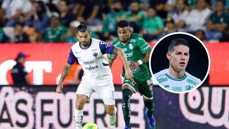 En la imagen principal, futbolistas del Monterrey y el Club León. En el círculo, James Rodríguez.