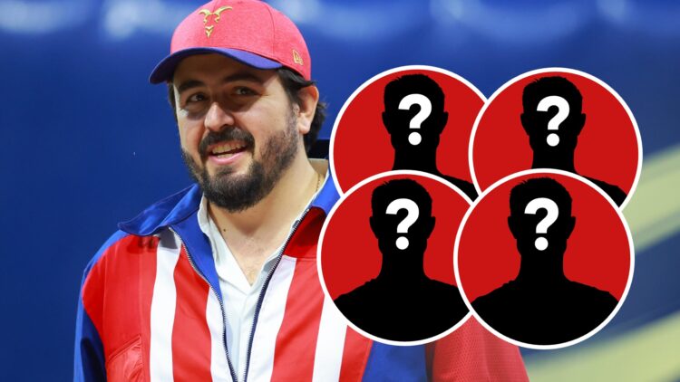 En la imagen principal, Amaury Vergara, propietario de Chivas. En los círculos, cuatro siluetas de hombres misteriosos.