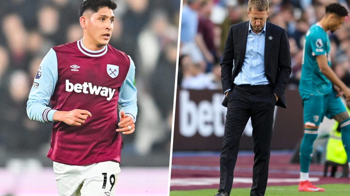 Edson Álvarez y Graham Potter en partidos con el West Ham United