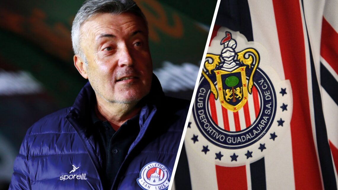 En la imagen de la izquierda, Domenec Torrent, ex entrenador del Atlético de San Luis. A la derecha, el escudo de Chivas, de la Liga MX.