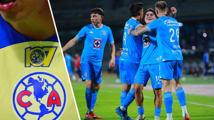 Luka Romero of Cruz Azul celebrates with teammates after scoring the team's third goal during the match between Cruz Azul and Seattle Sounders as p...