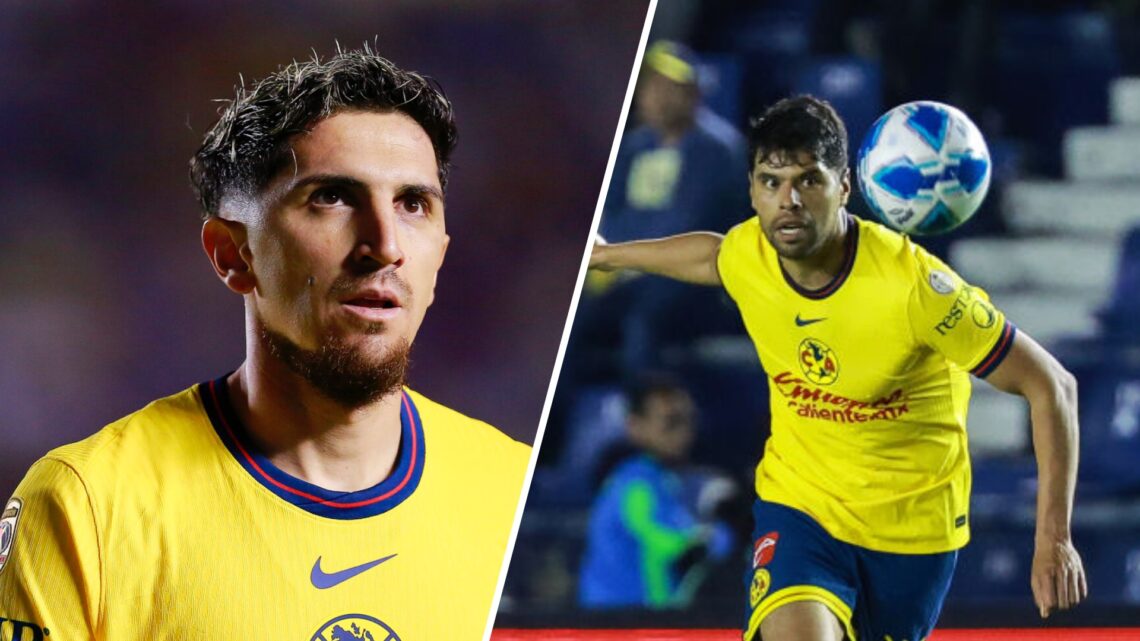 Imagen compuesta que muestra a Diego Valdés y Néstor Araujo con la playera del Club América en la LigaMX.