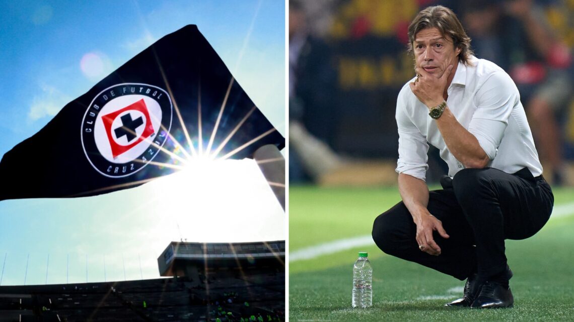 Bandera de Cruz Azul en un partido en el Estadio Olímpico Universitario / Matías Almeyda, pensativo en un juego del AEK Atenas