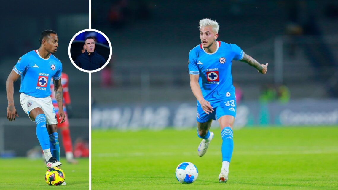 Willer Ditta en un partido con Cruz Azul / Vicente Sánchez en un partido con Cruz Azul / Gonzalo Piovi en un partido con Cruz Azul