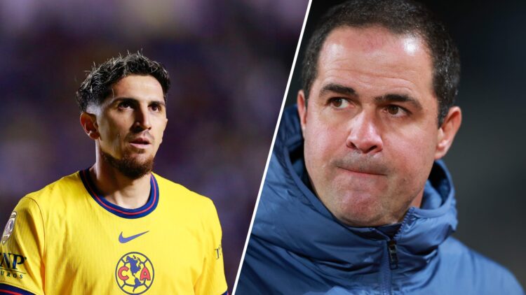 Imagen que muestra al jugador Diego Valdés y el entrenador André Jardine en un partido con el Club América.