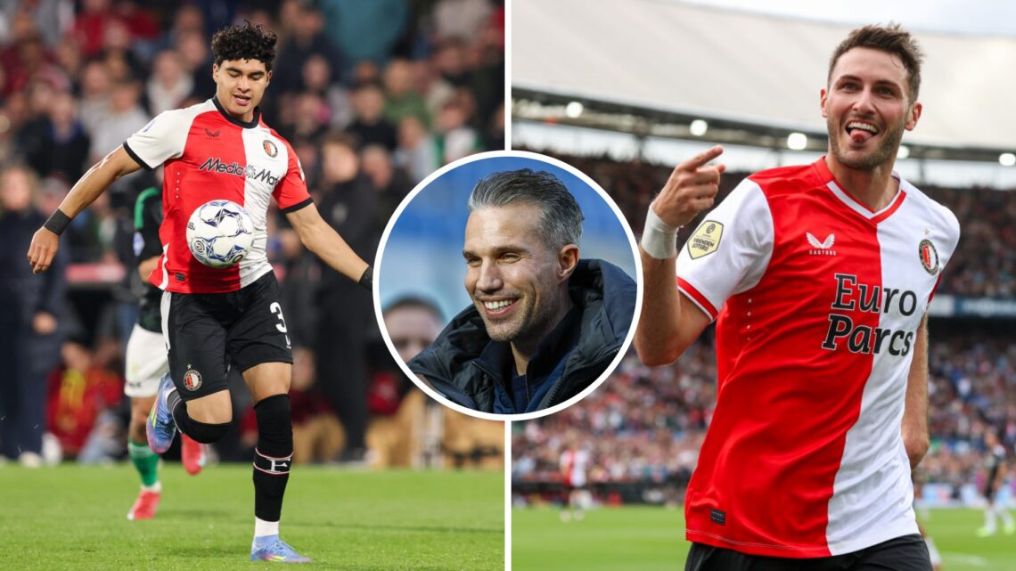 Stephano Carrillo controla el balón en un partido con el Feyenoord / Robin Van Persie sonríe durante un entrenamiento / Santiago Giménez celebra un...