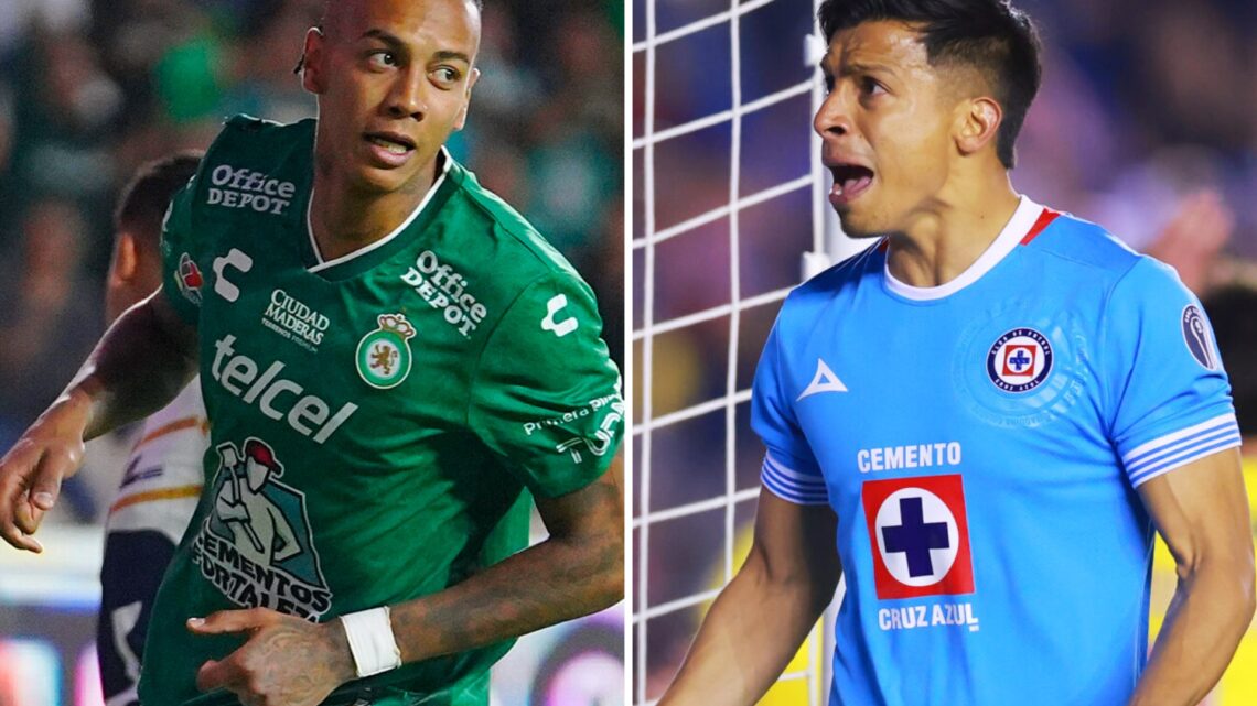 Jhonder Cádiz en un partido con el León en la Liga MX / Ángel Sepúlveda en un partido con Cruz Azul en Liga MX