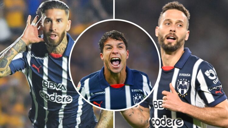 Sergio Ramos celebra un gol con el Monterrey / Oliver Torres celebra un gol con el Monterrey / Sergio Canales celebra un gol con el Monterrey