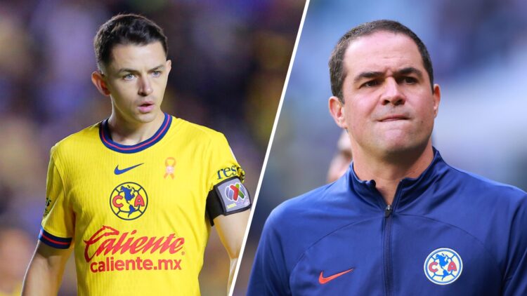 Izquierda: Álvaro Fidalgo en partido con América. Derecha: El entrenador André Jardine