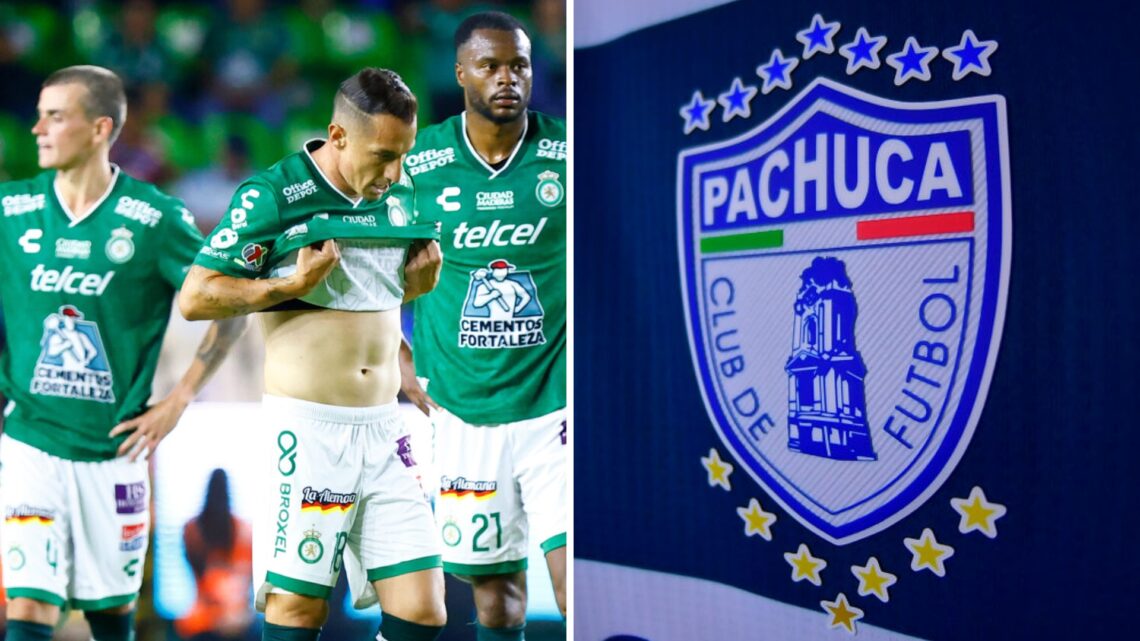 Andrés Guardado y Stiven Barreiro en un juego con el León / Logo del Pachuca