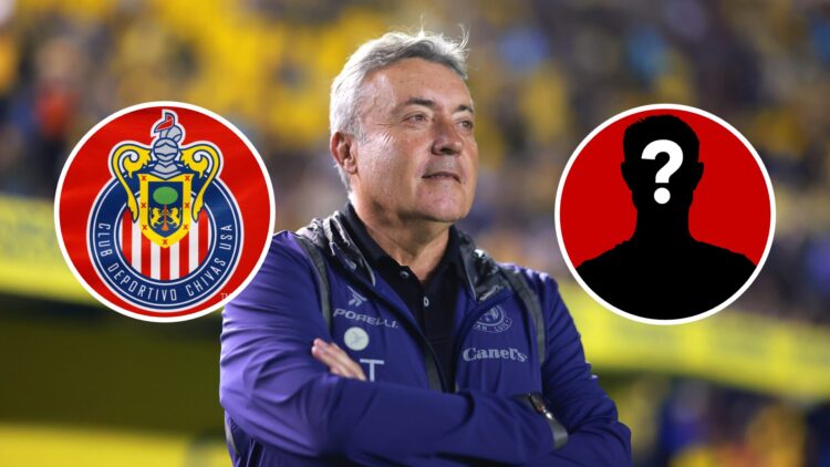 En la imagen principal, Domenec Torrent, ex entrenador del Atlético de San Luis. En el círculo izquierdo, el escudo de Chivas, equipo de la Liga MX...