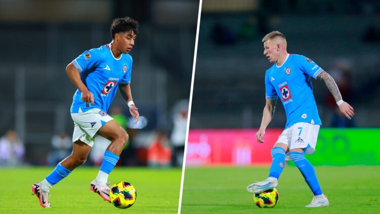 Amaury Morales en un partido con Cruz Azul / Mateusz Bogusz en un partido con Cruz Azul