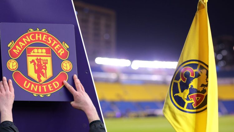 Imagen creada con los logos del Club América de la LigaMX y el Manchester United de la Premier League