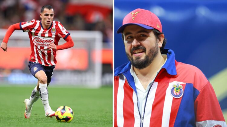 Hugo Camberos conduce el balón en un partido con Chivas ante Tijuana / Amaury Vergara sonríe en el Estadio Akron